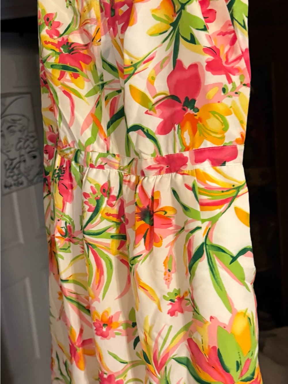 J. Crew White Mini Dress with Pink, Yellow & Green Floral Print